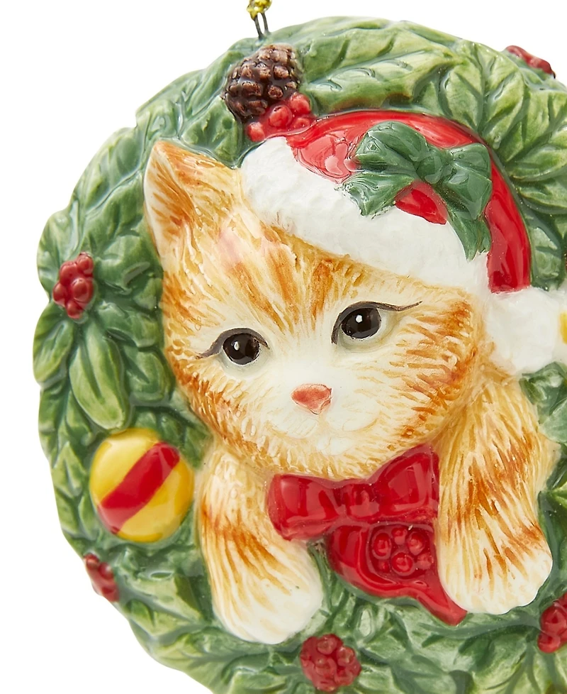 Spode Christmas Tree Kitten In Wreath Ornament