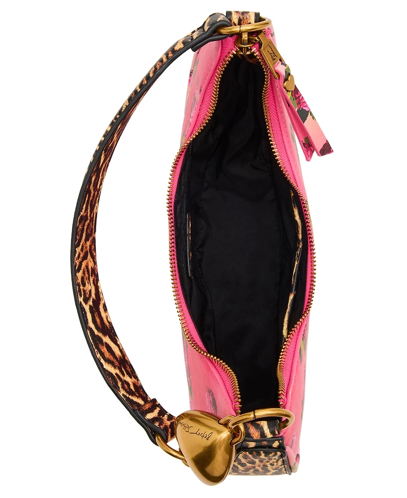 Betsey Johnson Leopard Floral Small Shoulder Bag