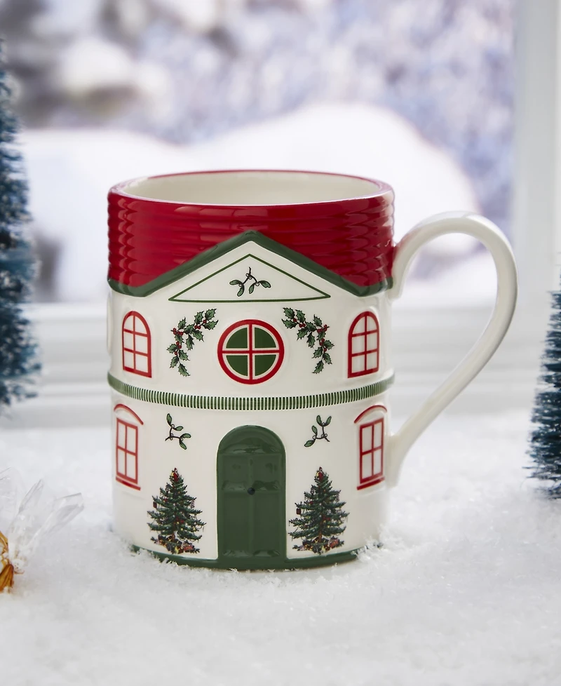 Spode Christmas Tree Village Mug, Green