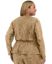 Muse Plus Sequin Long Sleeve Twist Wrap Top