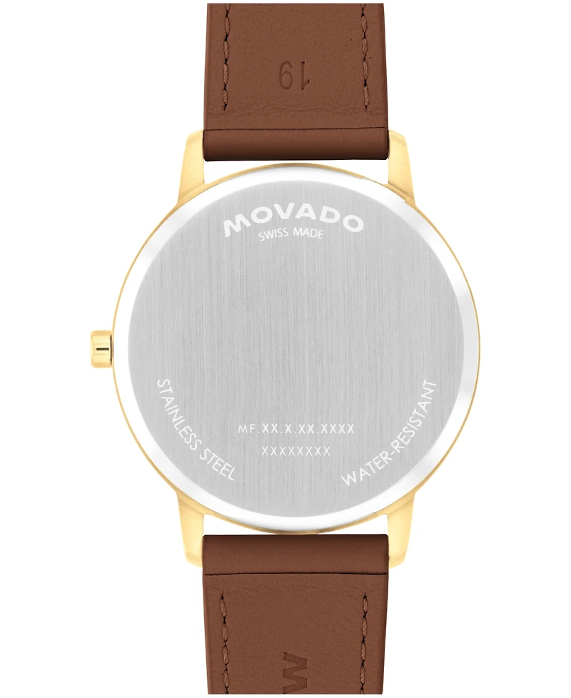 Movado Unisex Face Swiss Quartz Leather Watch