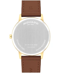 Movado Unisex Face Swiss Quartz Leather Watch