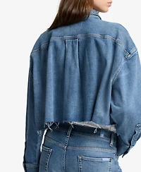 7 For All Mankind Cropped Denim Shirt Jacket