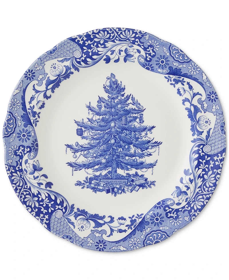 Spode Blue Italian Christmas Dinner Plates, Set of 4