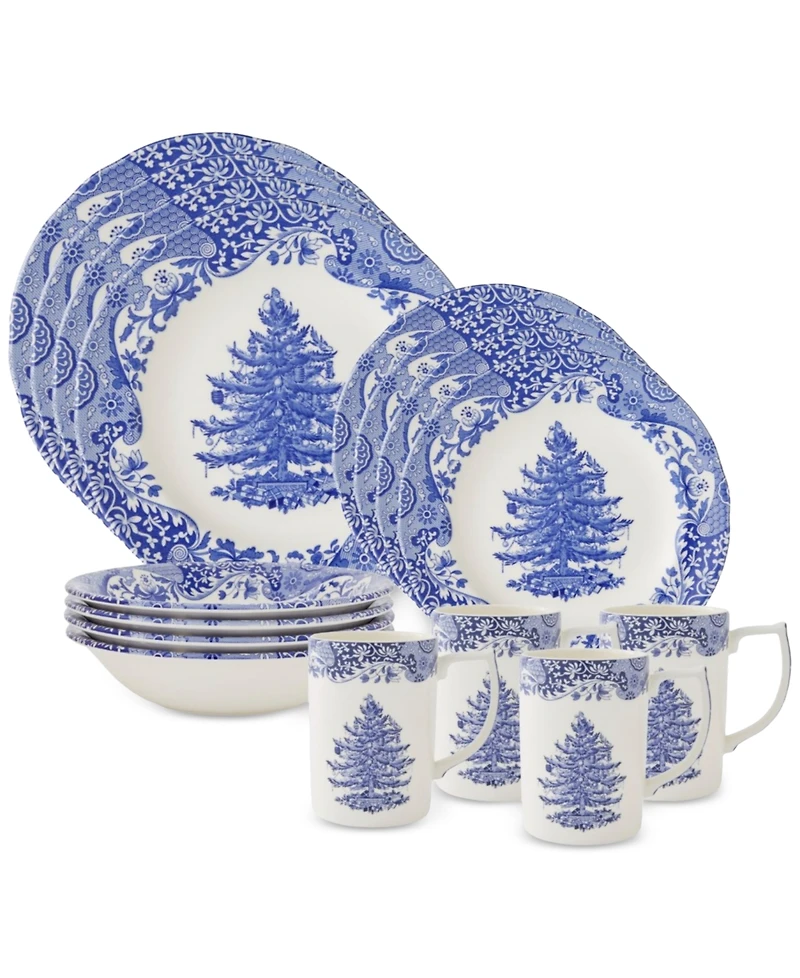 Spode Blue Italian Christmas 16 Pc. Dinnerware Set, Service for 4