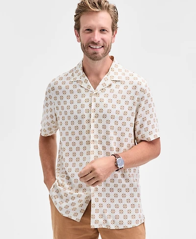 Club Room Men's Medallion-Print Camp Collar Short-Sleeve Shirt, Macy's Exclusive