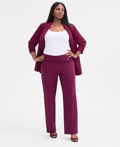 I.n.c. International Concepts Plus Mid-Rise Pull-On Straight-Leg Pants