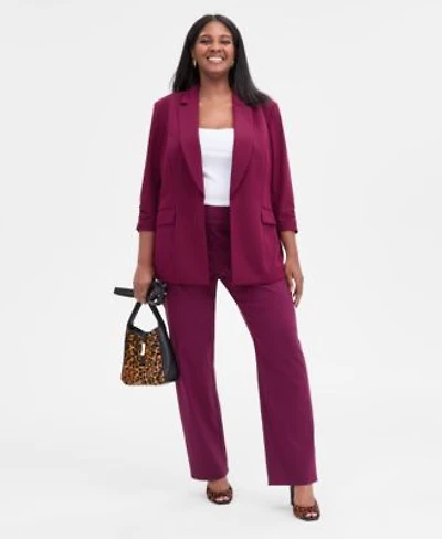 I.N.C. International Concepts Plus Size 3 4 Sleeve Blazer Mid Rise Pull On Straight Leg Pants Macys Exclusive