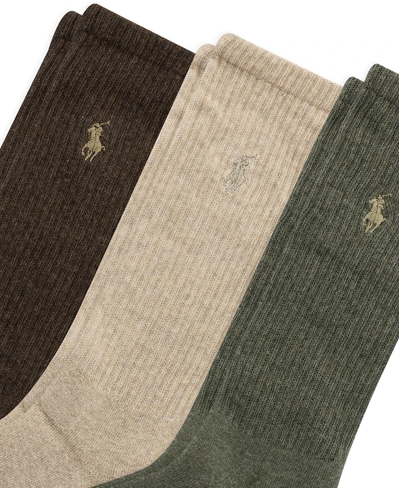 Polo Ralph Lauren 3 Pack Ribbed Cushion Foot Crew Men's Socks