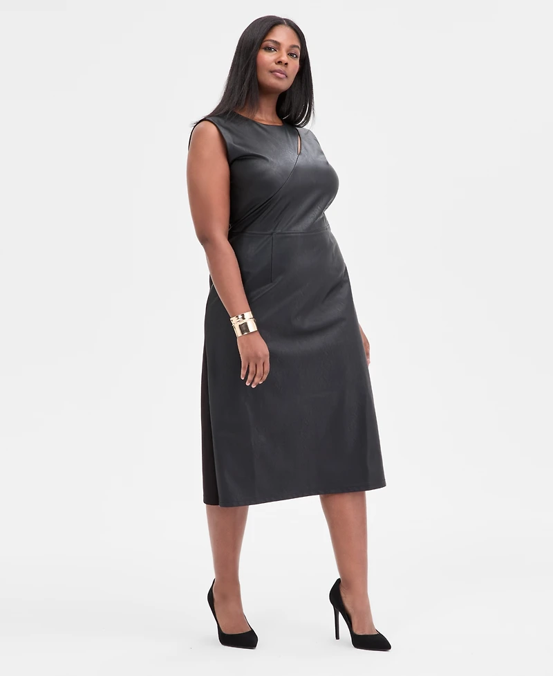 I.n.c. International Concepts Plus Mixed-Media Dress, Macy's Exclusive