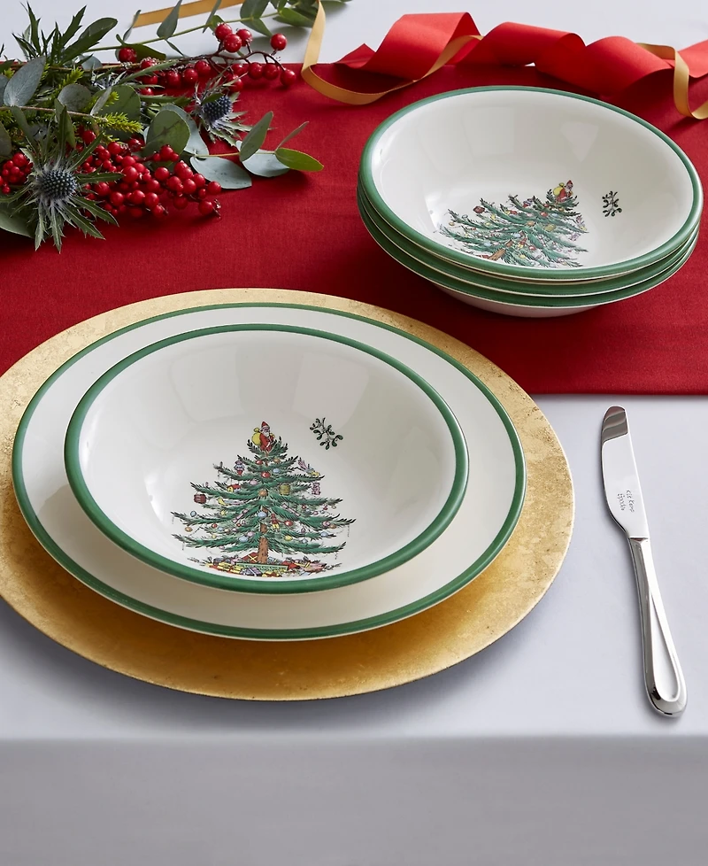 Spode Christmas Tree Large Cereal Bowls, Set of 4