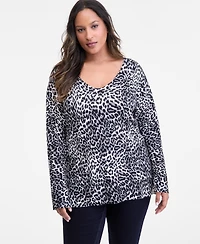 I.n.c. International Concepts Plus Print V-Neck Tunic, Macy's Exclusive