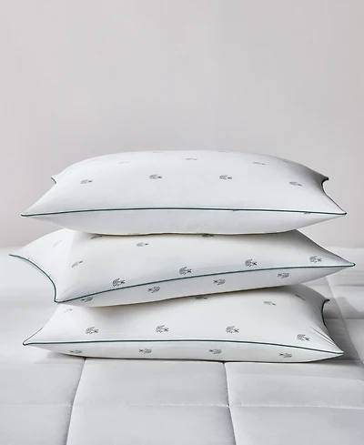 Lacoste Home Allover Crocs Cotton Firm Density Pillow, Standard/Queen
