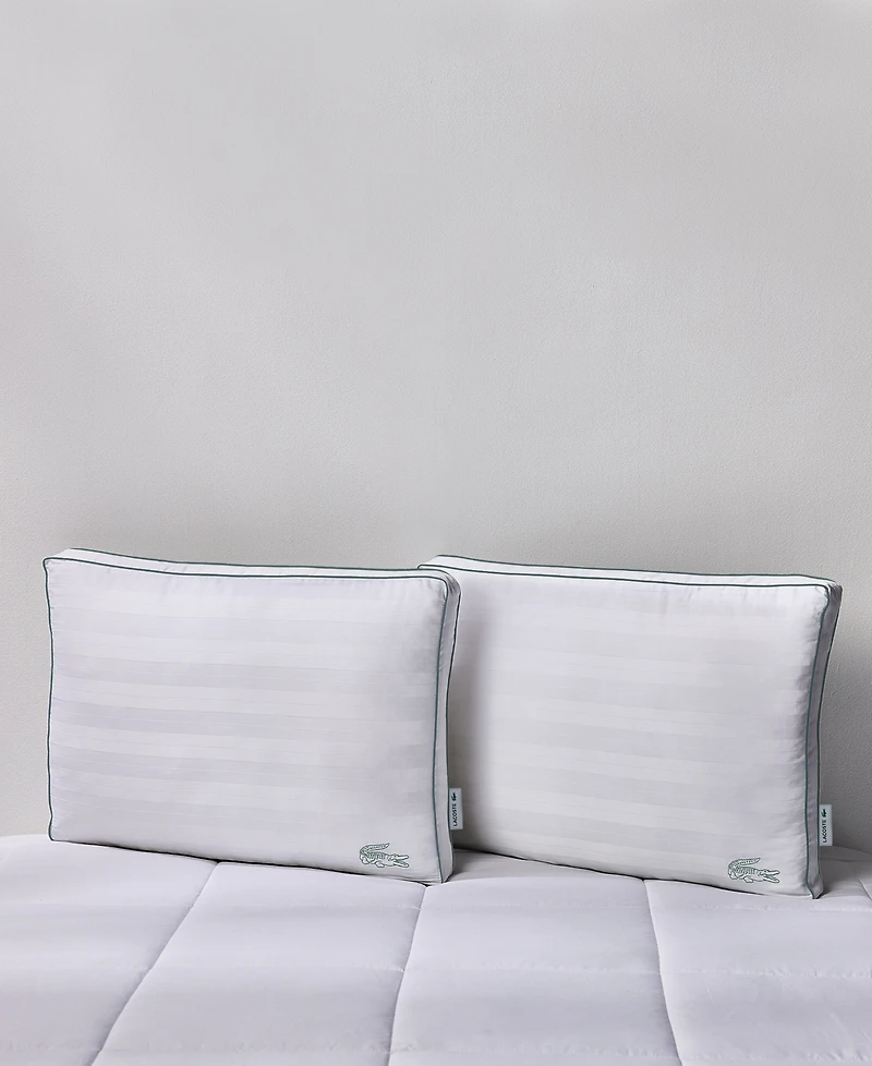 Lacoste Home Tennis Stripe Cotton Gusseted Medium-Density Pillow