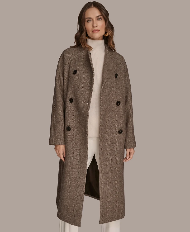 Donna Karan New York Women's Buttoned Maxi Wool-Blend Coat