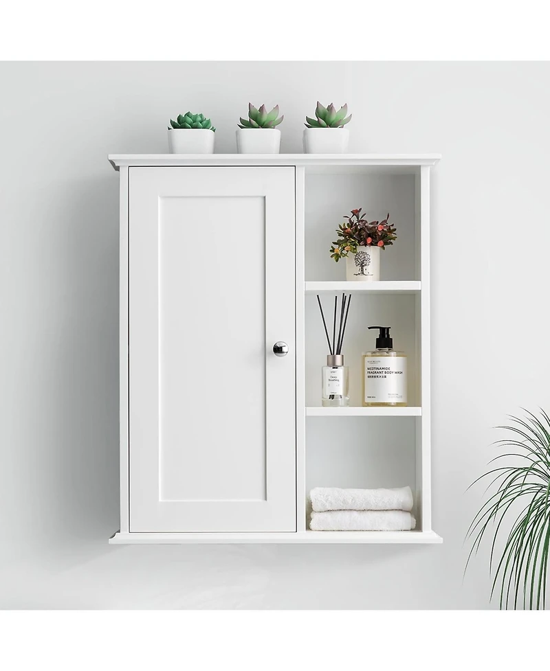 Vanirror White Wall-Mounted Over-The-Bathroom Storage Cabinet, Space-Saving Medicine Cabinet Organizer for Bathroom, Laundry Room & Kitchen