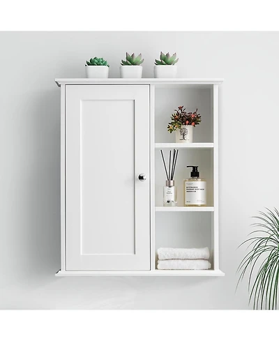 Vanirror White Wall-Mounted Over-The-Bathroom Storage Cabinet, Space-Saving Medicine Cabinet Organizer for Bathroom, Laundry Room & Kitchen