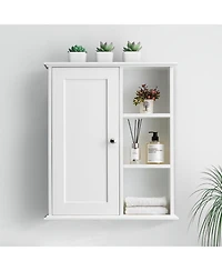 Vanirror White Wall-Mounted Over-The-Bathroom Storage Cabinet, Space-Saving Medicine Cabinet Organizer for Bathroom, Laundry Room & Kitchen