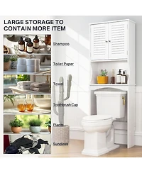 Vanirror 23x67" White Over The Storage Cabinet - 3-Tier Bathroom Organizer with Adjustable Shelves & Louvered Doors