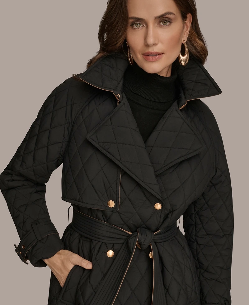 Donna Karan New York Women's Belted Maxi Quilted Coat