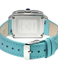 GV2 by Gevril Women's Bari Diva Teal Blue Leather Strap Watch, 34mm