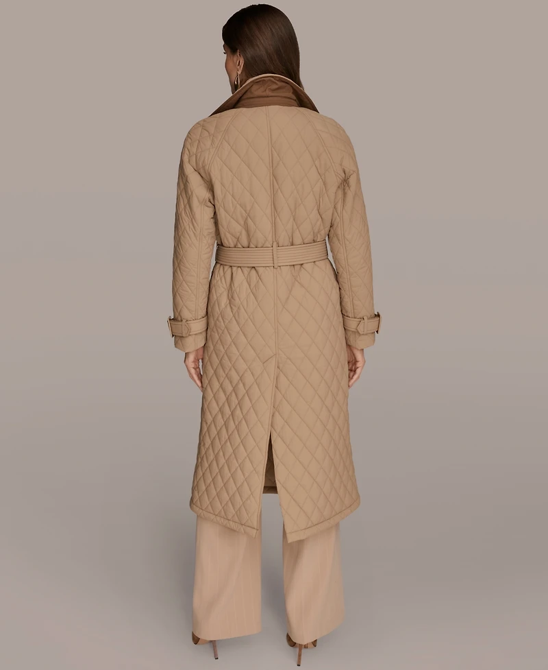 Donna Karan New York Women's Belted Maxi Quilted Coat