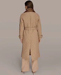 Donna Karan New York Women's Belted Maxi Quilted Coat
