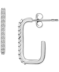 Wrapped Diamond Rectangular Small Hoop Earrings (1/6 ct. t.w.) in 14k White Gold, Macy's Exclusive