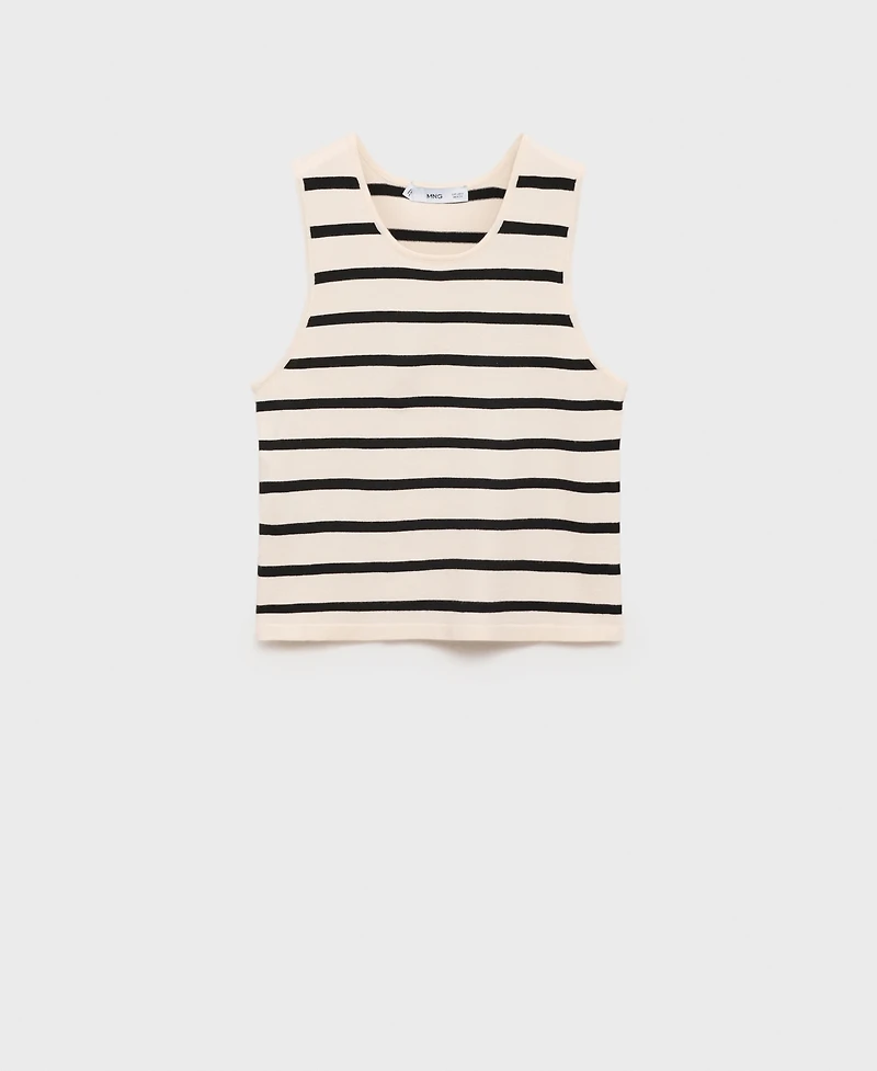 Mango Women's Striped Knitted Crop Top