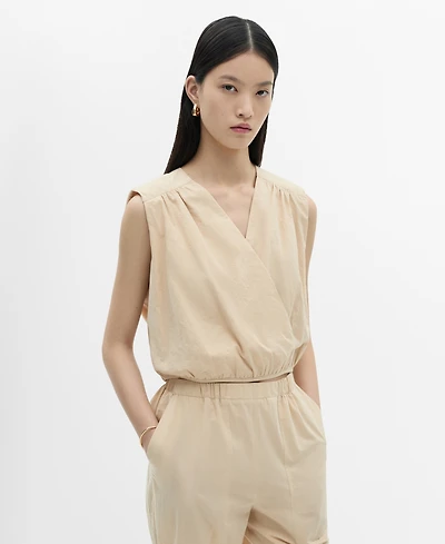 Mango Women's Gathered Details Cotton Blouse