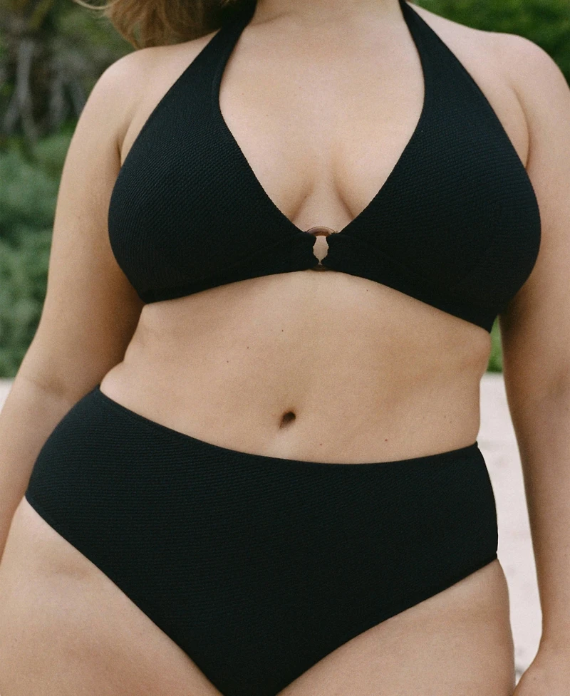Mango Women's Ribbed High-Waisted Bikini Bottom