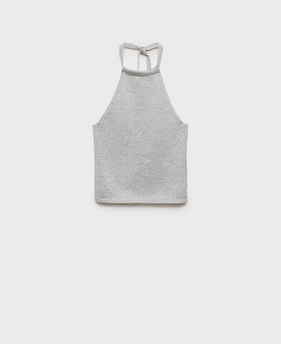 Mango Women's Halter-Neck Lurex Knitted Top