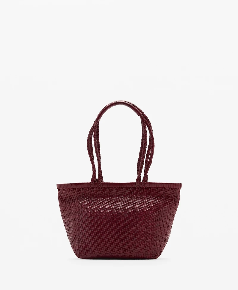Mango Women's Braided Leather Shoulder Bag