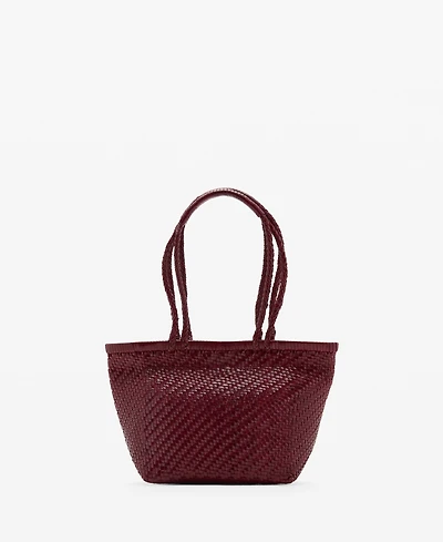Mango Women's Braided Leather Shoulder Bag