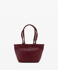 Mango Women's Braided Leather Shoulder Bag