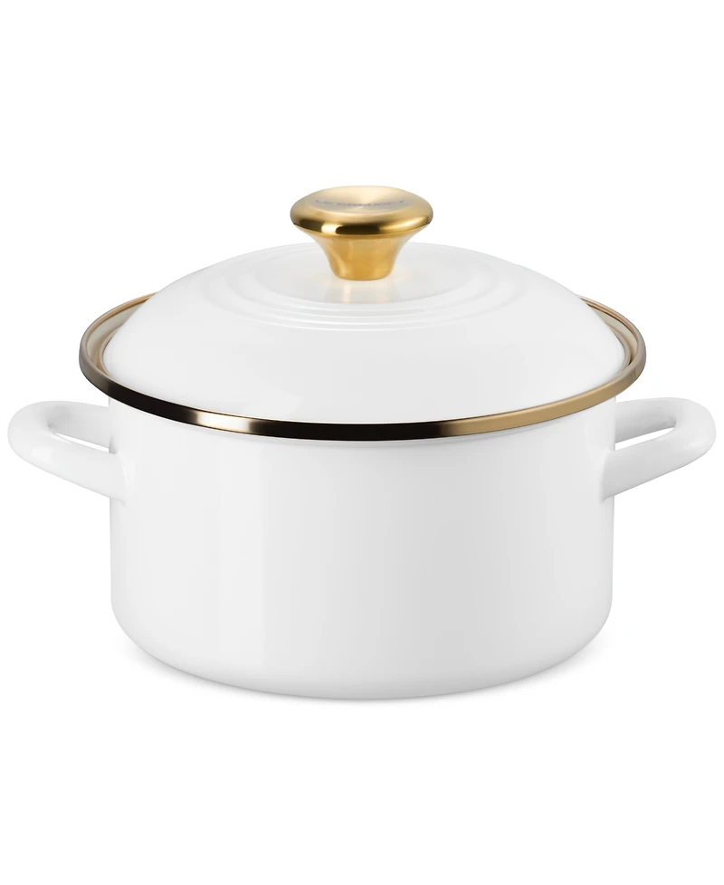 Le Creuset Enamel on Steel 3.8-Quart Petite Stockpot with Gold Rim
