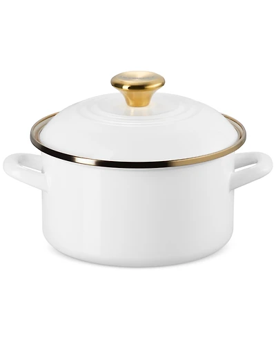 Le Creuset Enamel on Steel 3.8-Quart Petite Stockpot with Gold Rim
