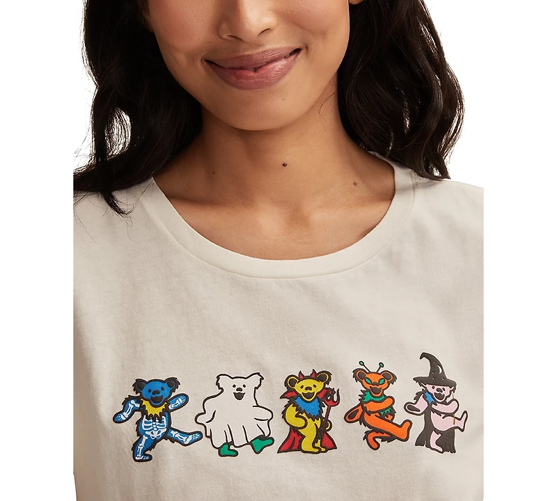 Lucky Brand Women's Grateful Dead Costume Bears Crewneck T-Shirt