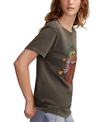 Lucky Brand Women's Rolling Stones Star Lips Boyfriend T-Shirt