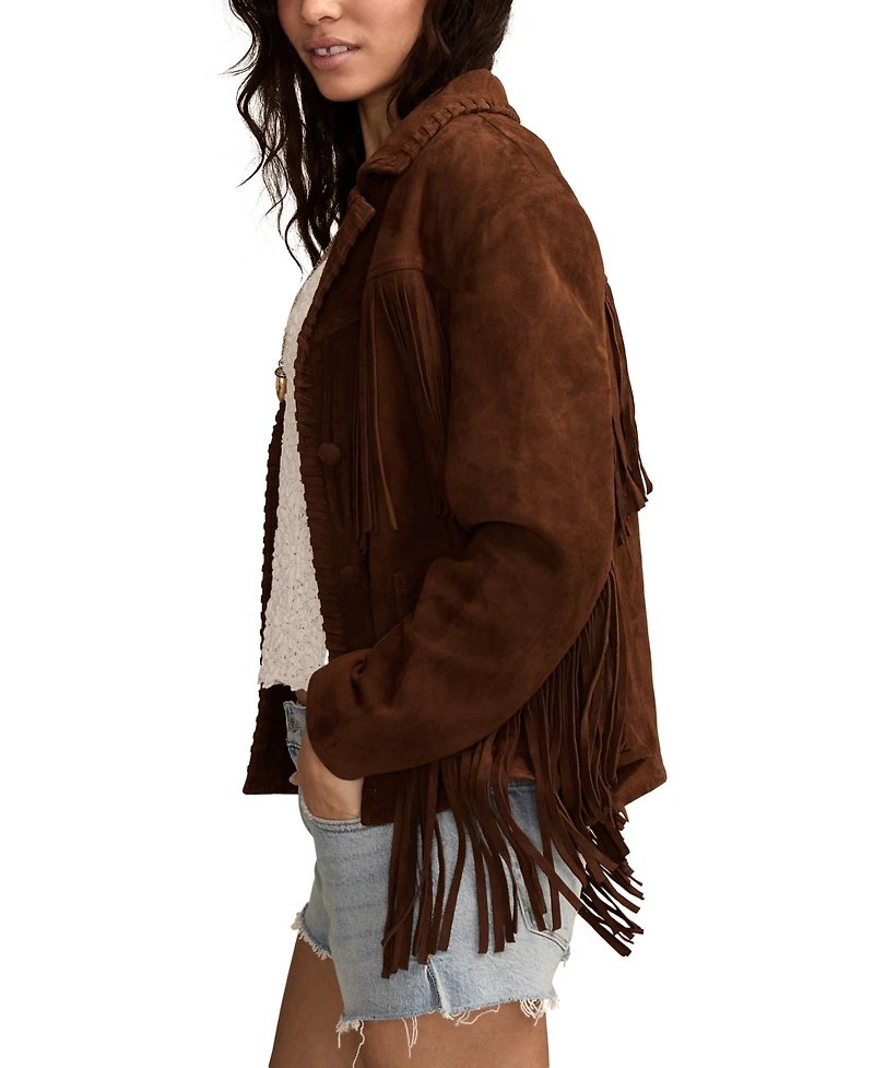 Lucky Brand Women's Fringed Collared Jacket