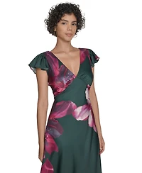 Calvin Klein Women's Flutter Sleeve Satin Midi Dress