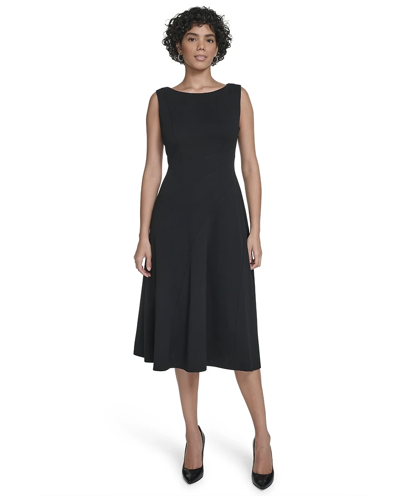 Calvin Klein Women's Seamed Boat Neck Midi Dress