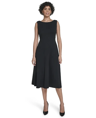Calvin Klein Women's Seamed Boat Neck Midi Dress