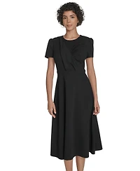 Calvin Klein Women's Short Sleeve Ruched Midi Dress