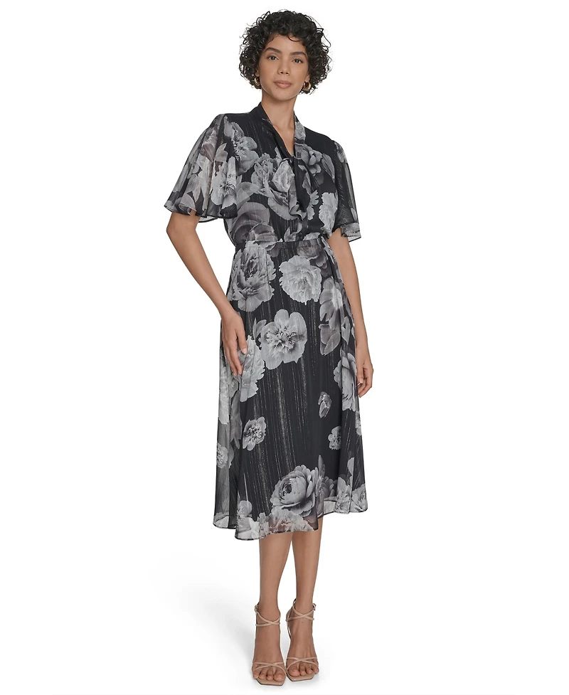 Calvin Klein Women's Flutter Sleeve Midi Dress