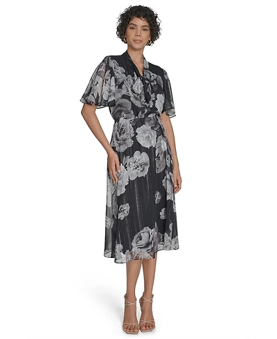 Calvin Klein Women's Flutter Sleeve Midi Dress