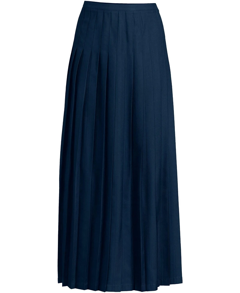 Lands' End Big Girls Solid Pleated Skirt Ankle Length