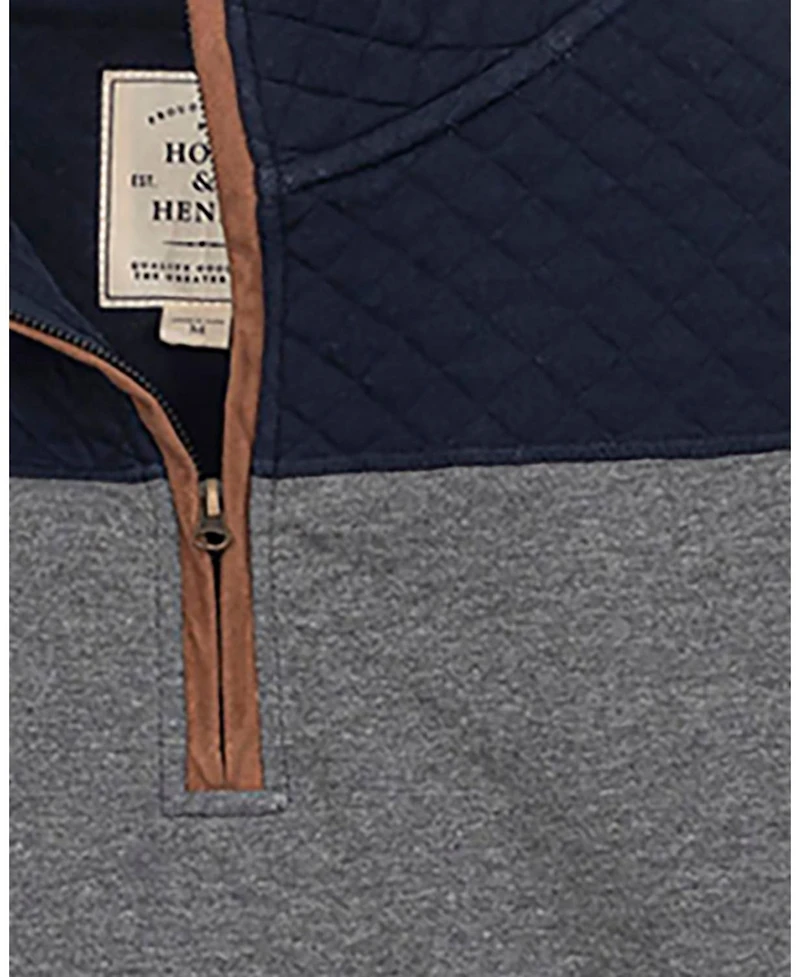 Hope & Henry Men's Organic French Terry Half Zip Pullover with Quilted Yoke