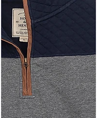 Hope & Henry Men's Organic French Terry Half Zip Pullover with Quilted Yoke