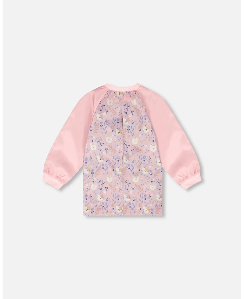 Deux par Deux Girl School Apron Lilac Cat Print - Toddler|Child
